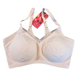 Honeylove Liftwear Crossover Bra Sand Color Adjustable Straps Removable Cups - L